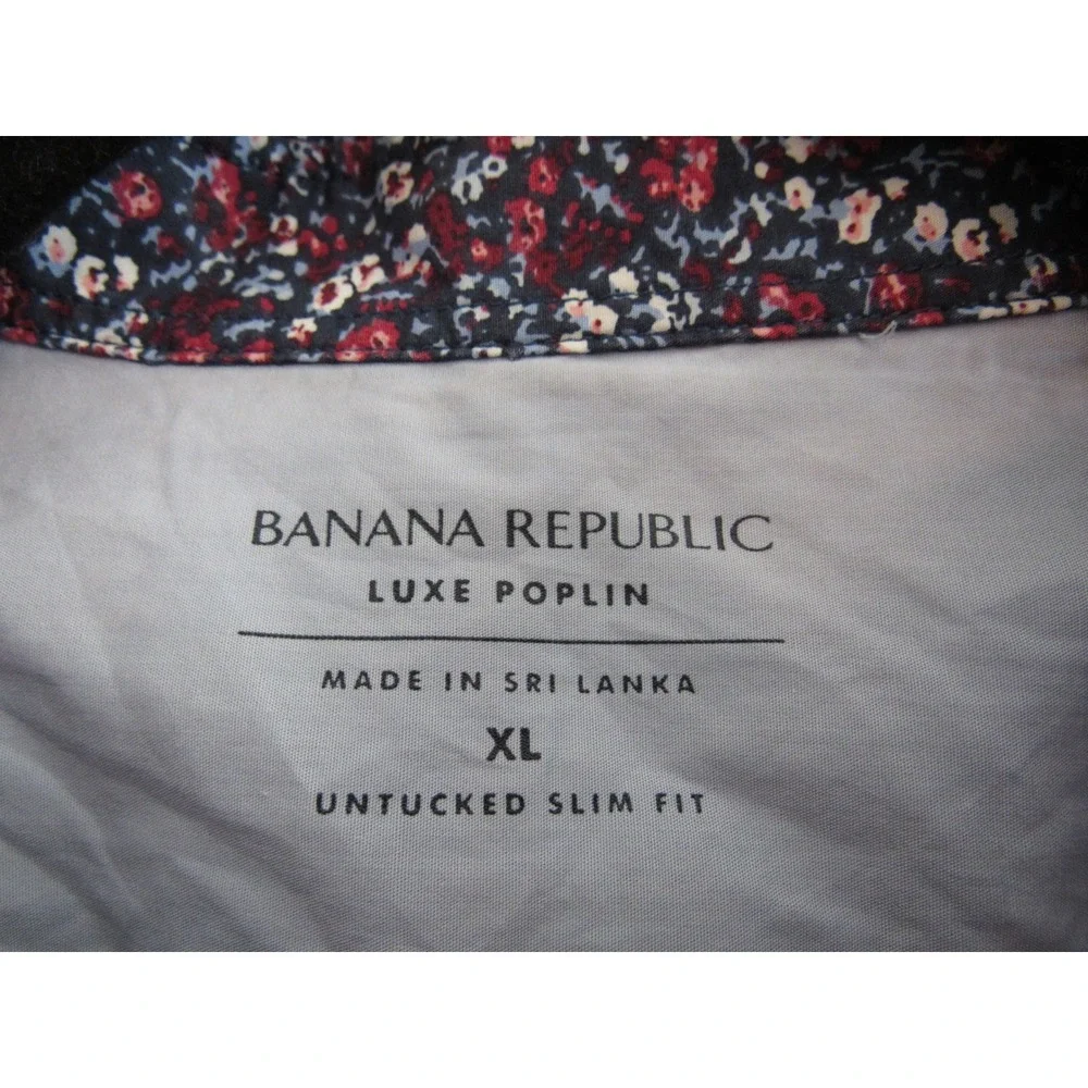 Banana Republic Shirt XL Untucked Slim Fit Luxe Poplin Men Long Sleeve Button Up